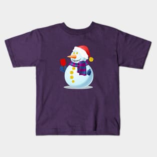 Pickleball Snowman Kids T-Shirt